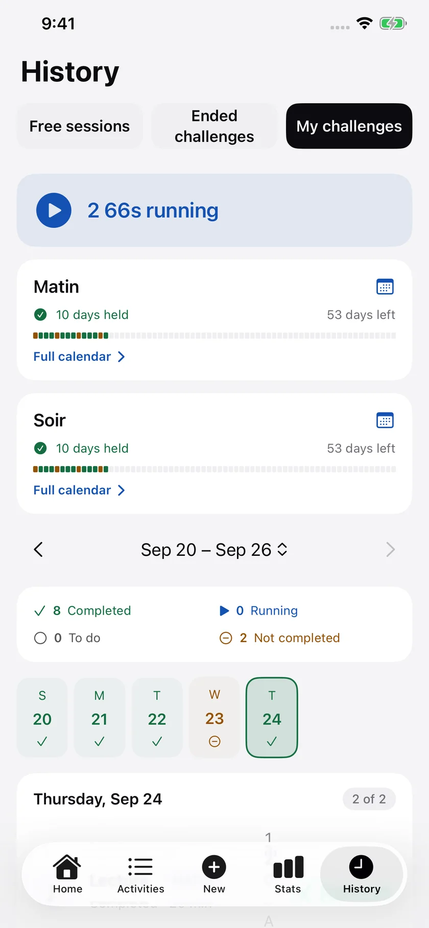 Your challenge history.