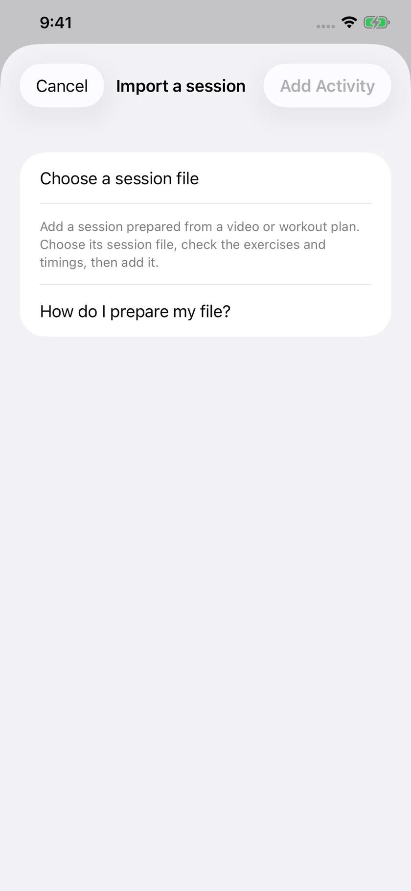 Choose a session file