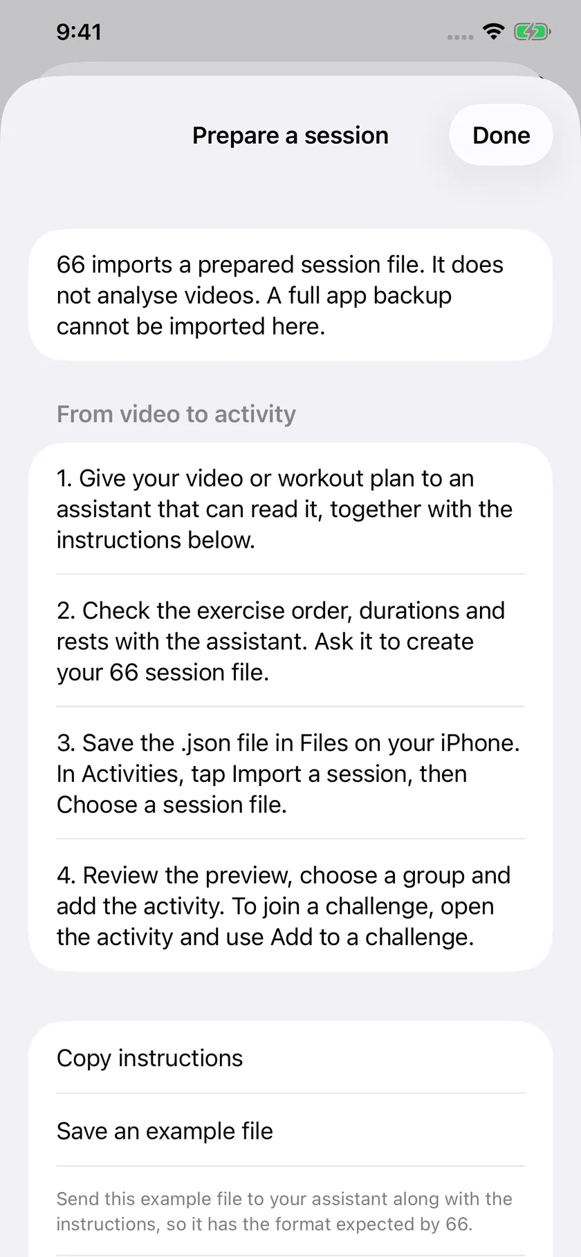 Prepare a session · The guide