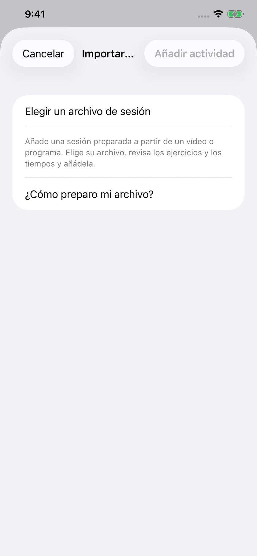 Elegir un archivo de sesión