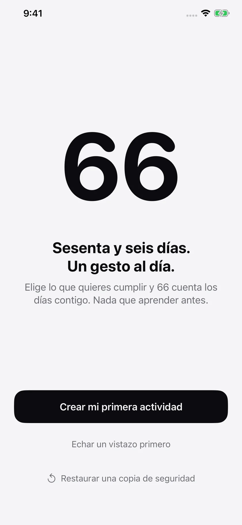 La bienvenida de 66 en el iPhone.